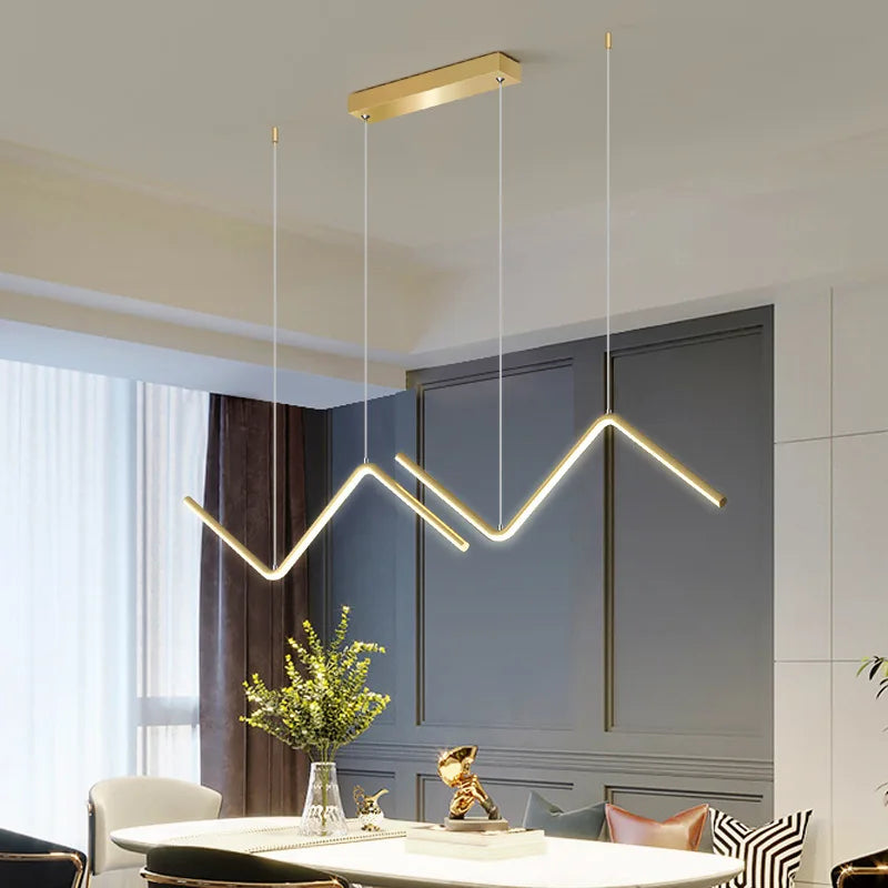 Modern LED Long Line Gold Pendant