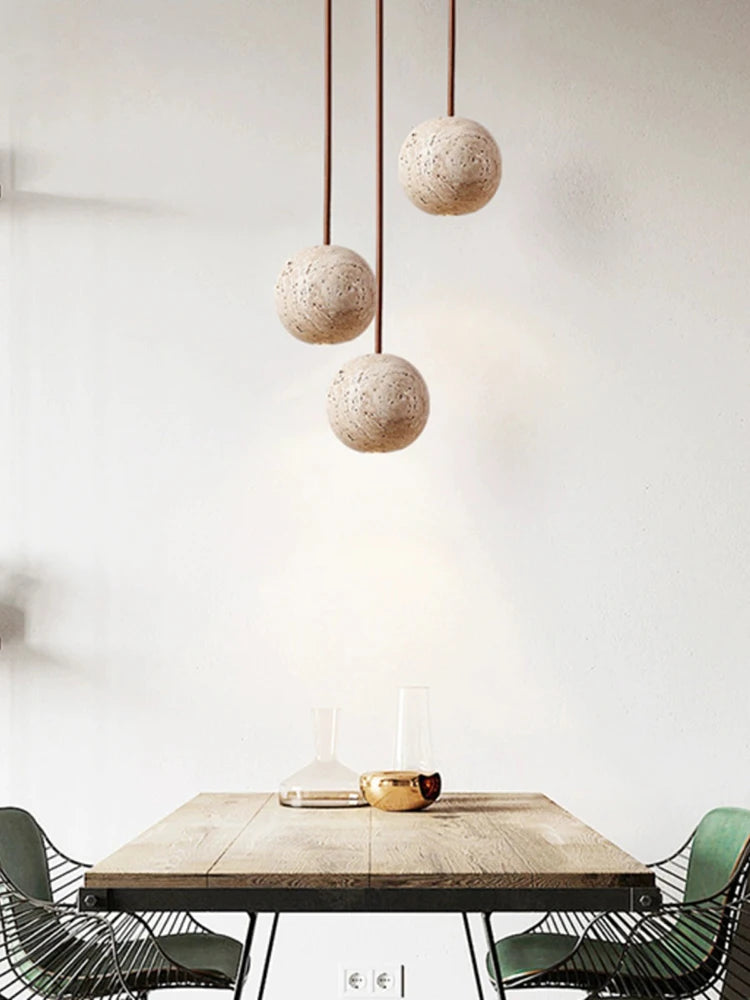 Travertine Natural Stone Led Pendant Lamp Chandelier 