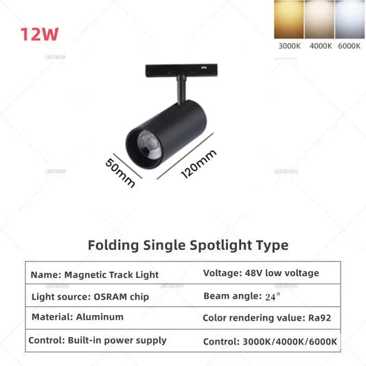 22mm width Magnetic LED Track Lighting- Classic Spotlight Type