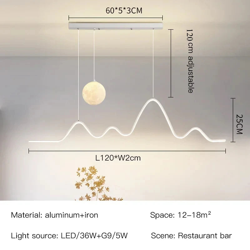 עיצוב מודרני תליון Led Line Chandelier- לבן