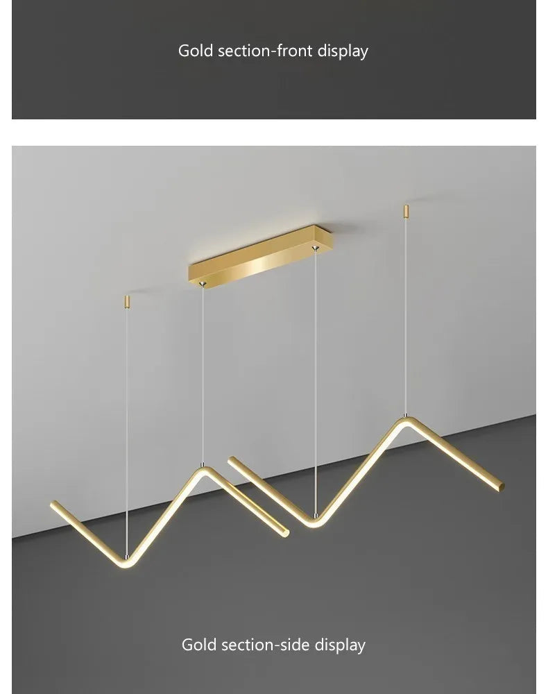 Modern LED Long Line Gold Pendant