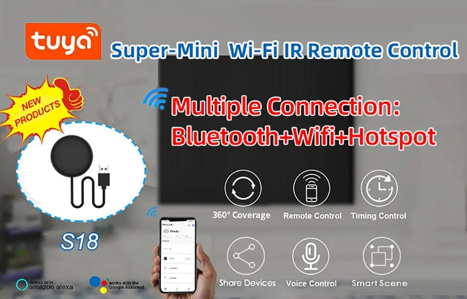 WiFi Smart IR שלט רחוק APP החלפת עבור טלוויזיה DVD AUD AC עובד עם Alexa Google Home ו-Siri