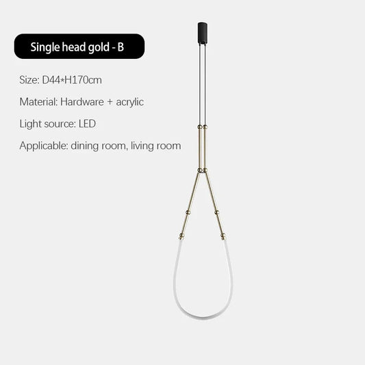 Bamboo like Aluminum Pendant LED Lighting Chandelier- 1 Gold Head
