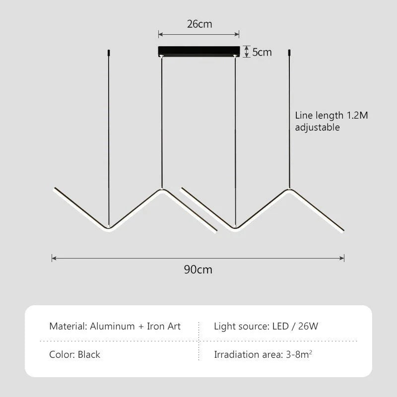 Modern LED Long Line Black Pendant