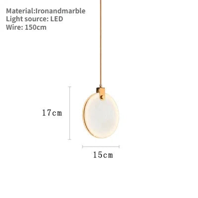 Marble-Iron Pendant LED Lamp