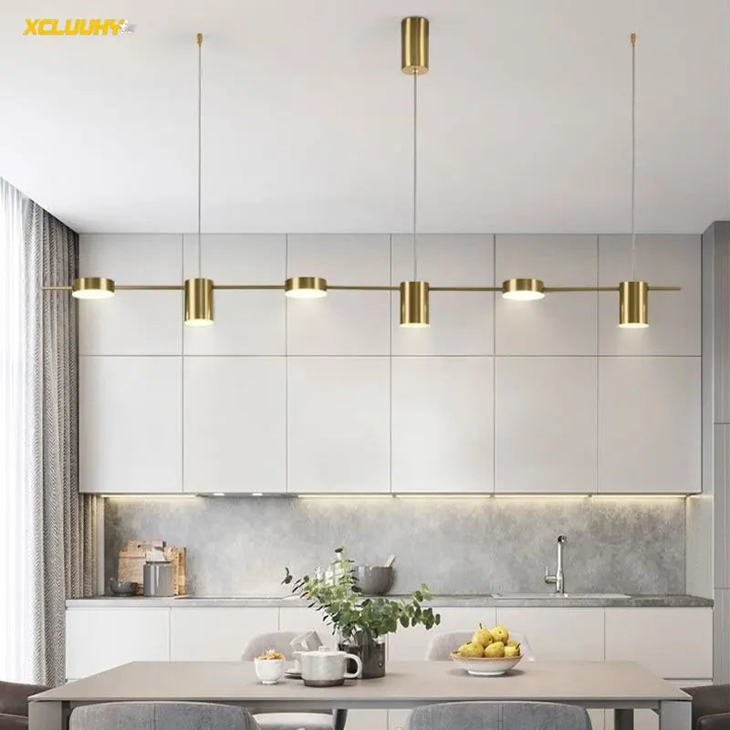 Modern Long Line Pendant LED Light In Gold/Black