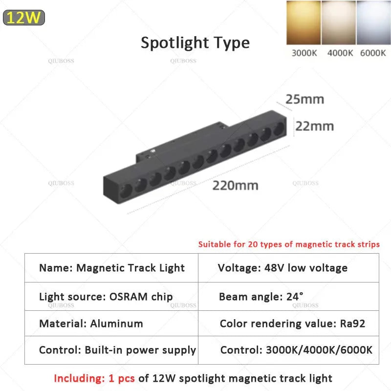 22mm width Magnetic LED Track Lighting- Line Dots Type