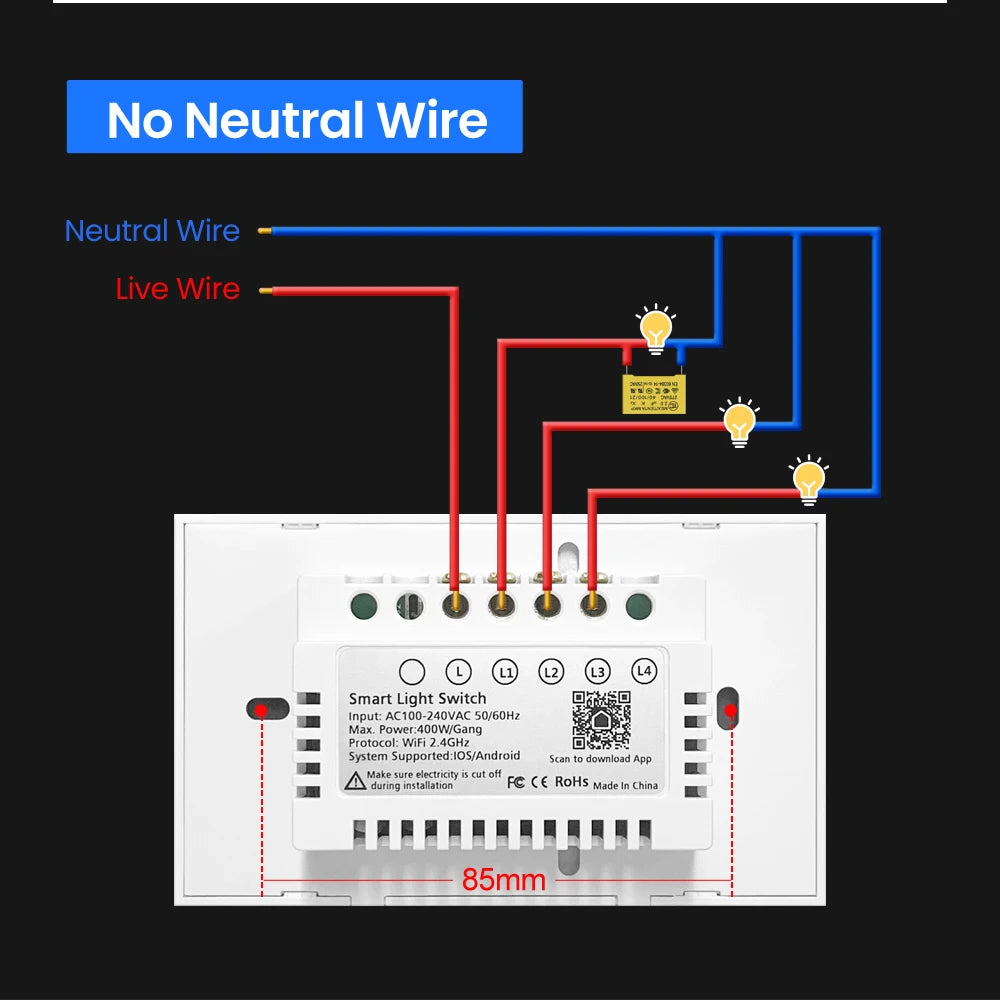 EU 2 Gang Black WiFi Smart Switch