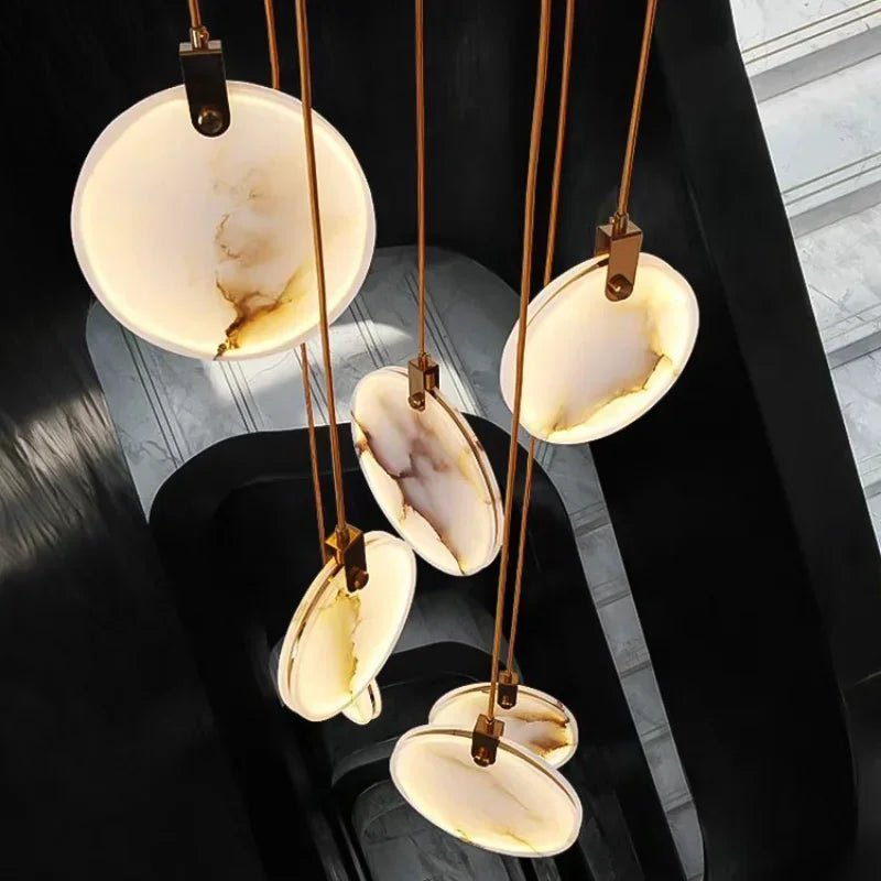 Marble-Iron Pendant LED Lamp