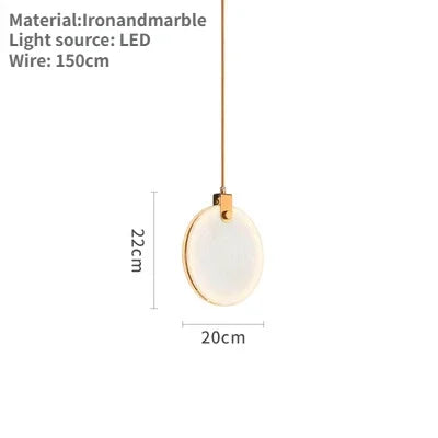 Marble-Iron Pendant LED Lamp