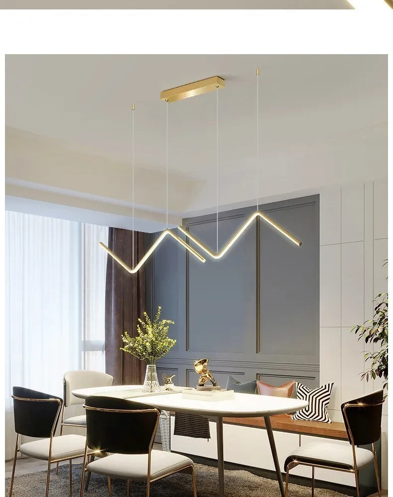 Modern LED Long Line Gold Pendant