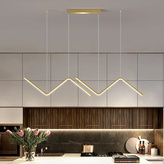 Modern LED Long Line Gold Pendant