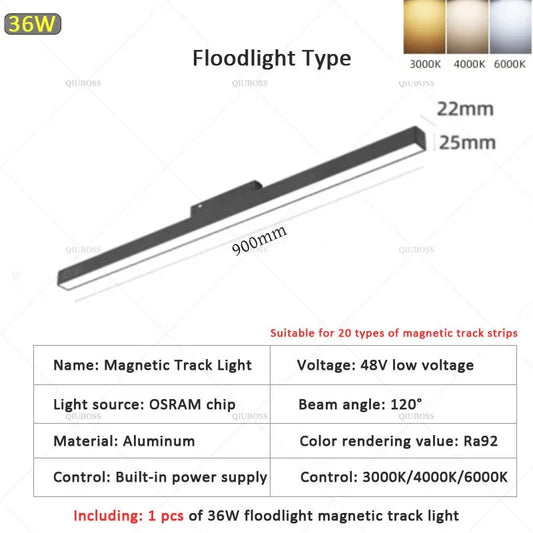 22mm width Magnetic LED Track Lighting- Full Line Type