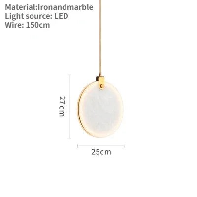 Marble-Iron Pendant LED Lamp