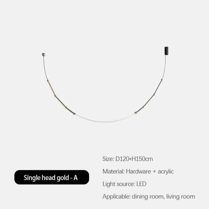 Bamboo like Aluminum Pendant LED Lighting Chandelier- 1 Line Black