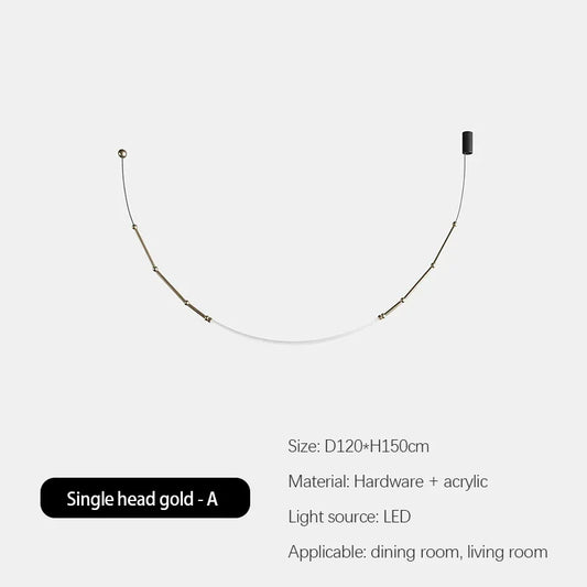 Bamboo like Aluminum Pendant LED Lighting Chandelier- 1 Line Black