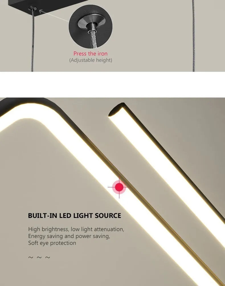 Modern LED Long Line Gold Pendant