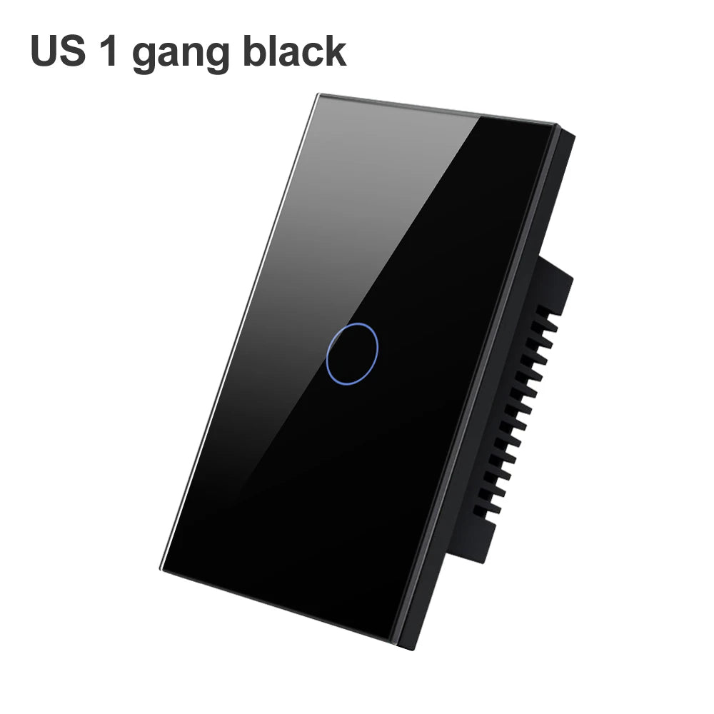 US 1 Gang Black WiFi Smart Light Switch Work