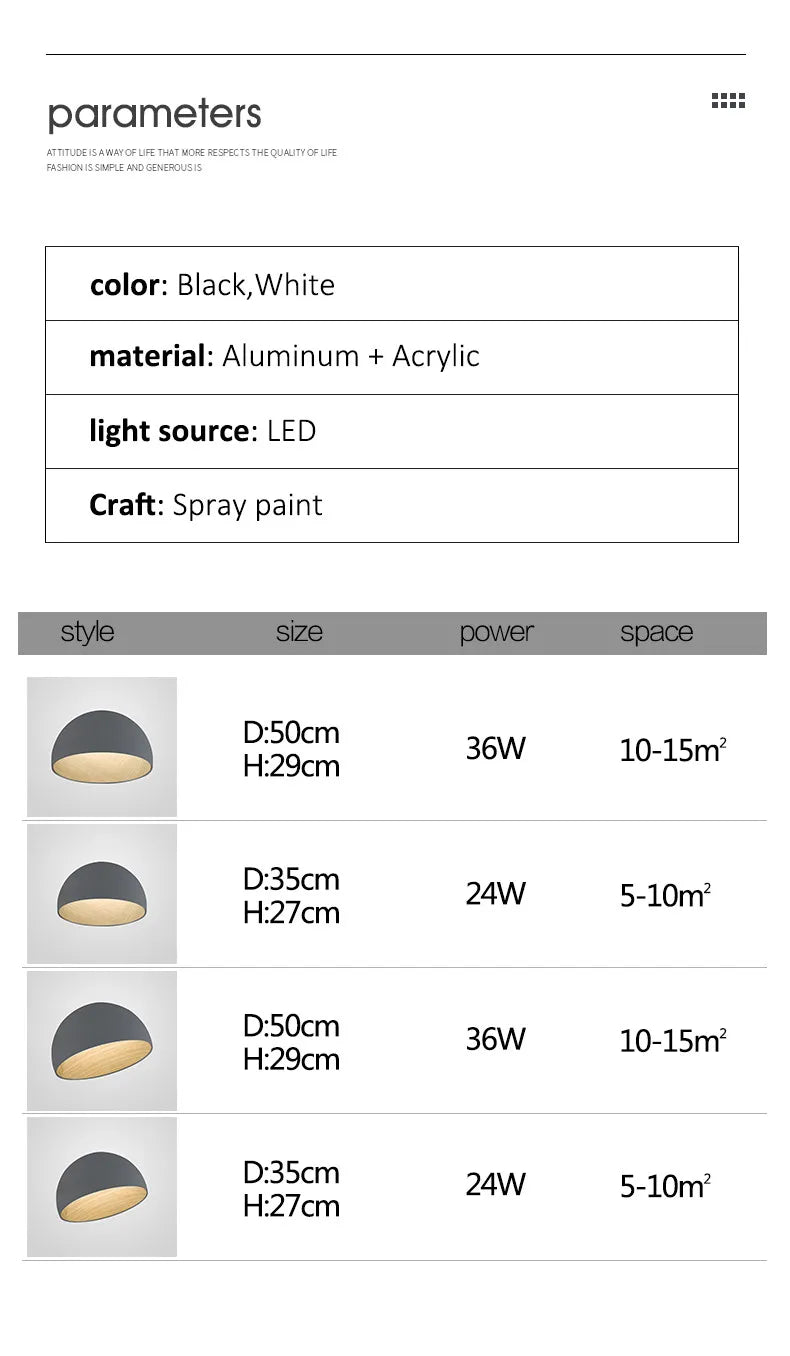 Metal Ceiling Led Lamp Inclined- Black Color