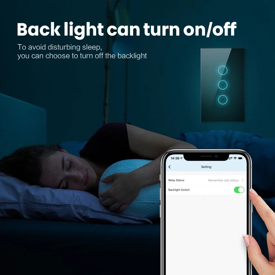 EU 3 Gang Black WiFi Smart Light Switch