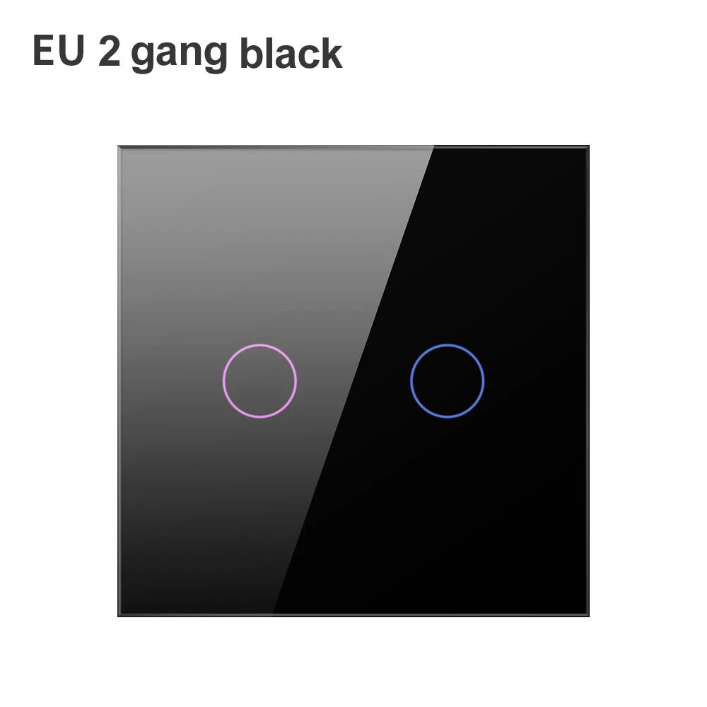 EU 2 Gang Black WiFi Smart Switch