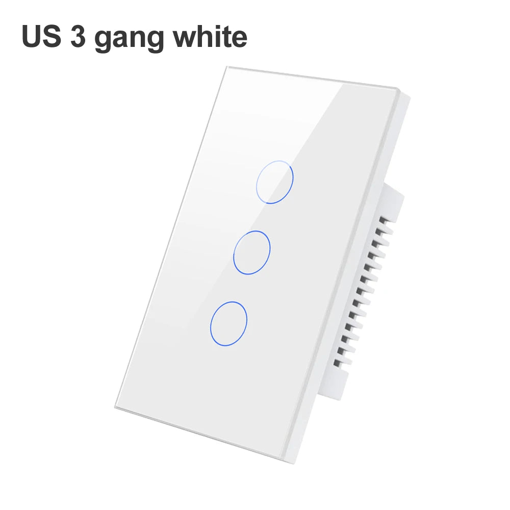 US 3 Gang White WiFi Smart Switch Work