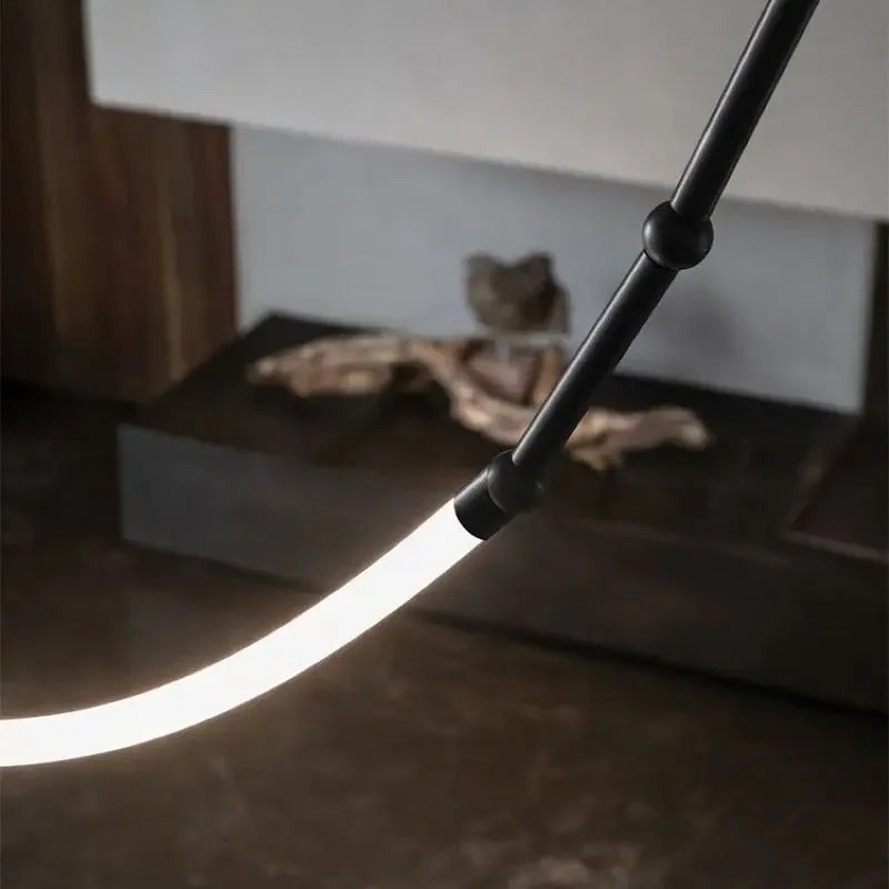 Bamboo like Aluminum Pendant LED Lighting Chandelier - 3 Lines Black