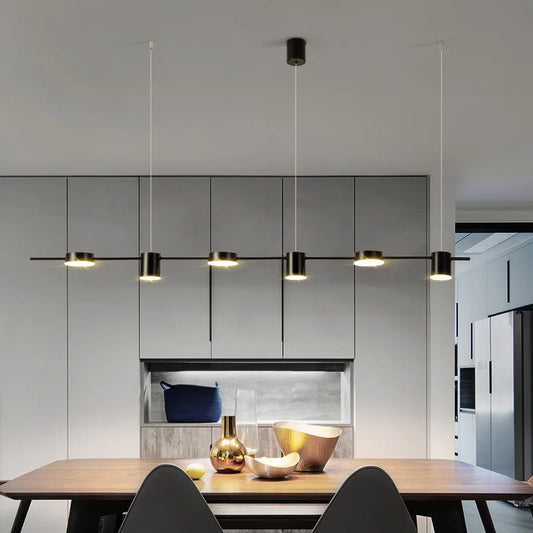 Modern Long Line Pendant LED Light In Gold/Black