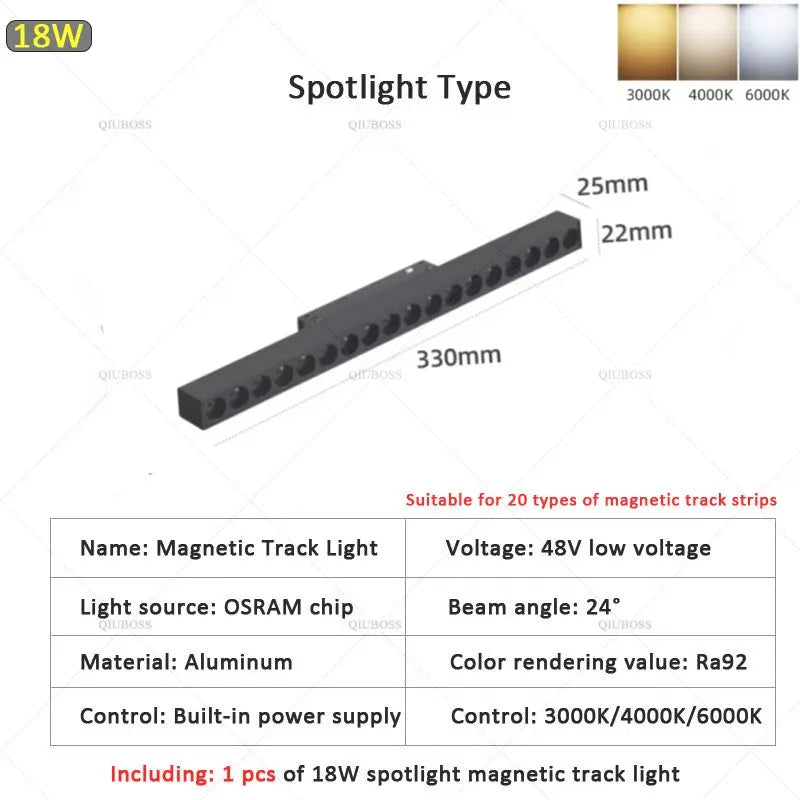 22mm width Magnetic LED Track Lighting- Line Dots Type