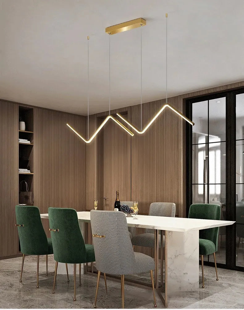 Modern LED Long Line Gold Pendant