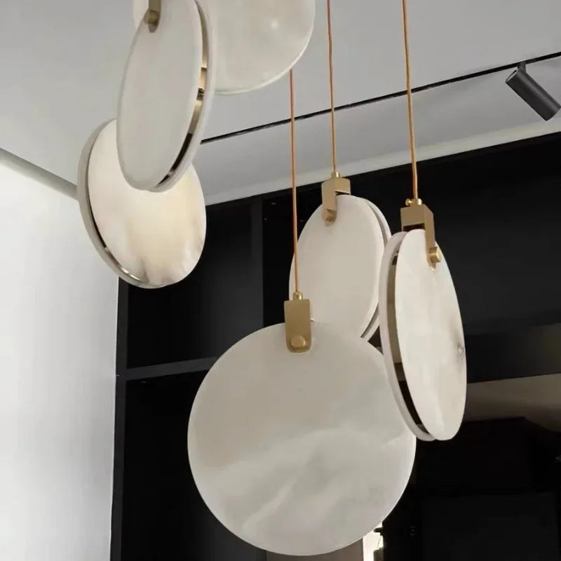 Marble-Iron Pendant LED Lamp