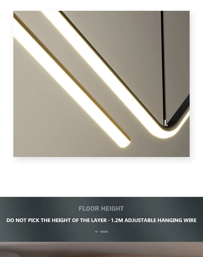 Modern LED Long Line Gold Pendant