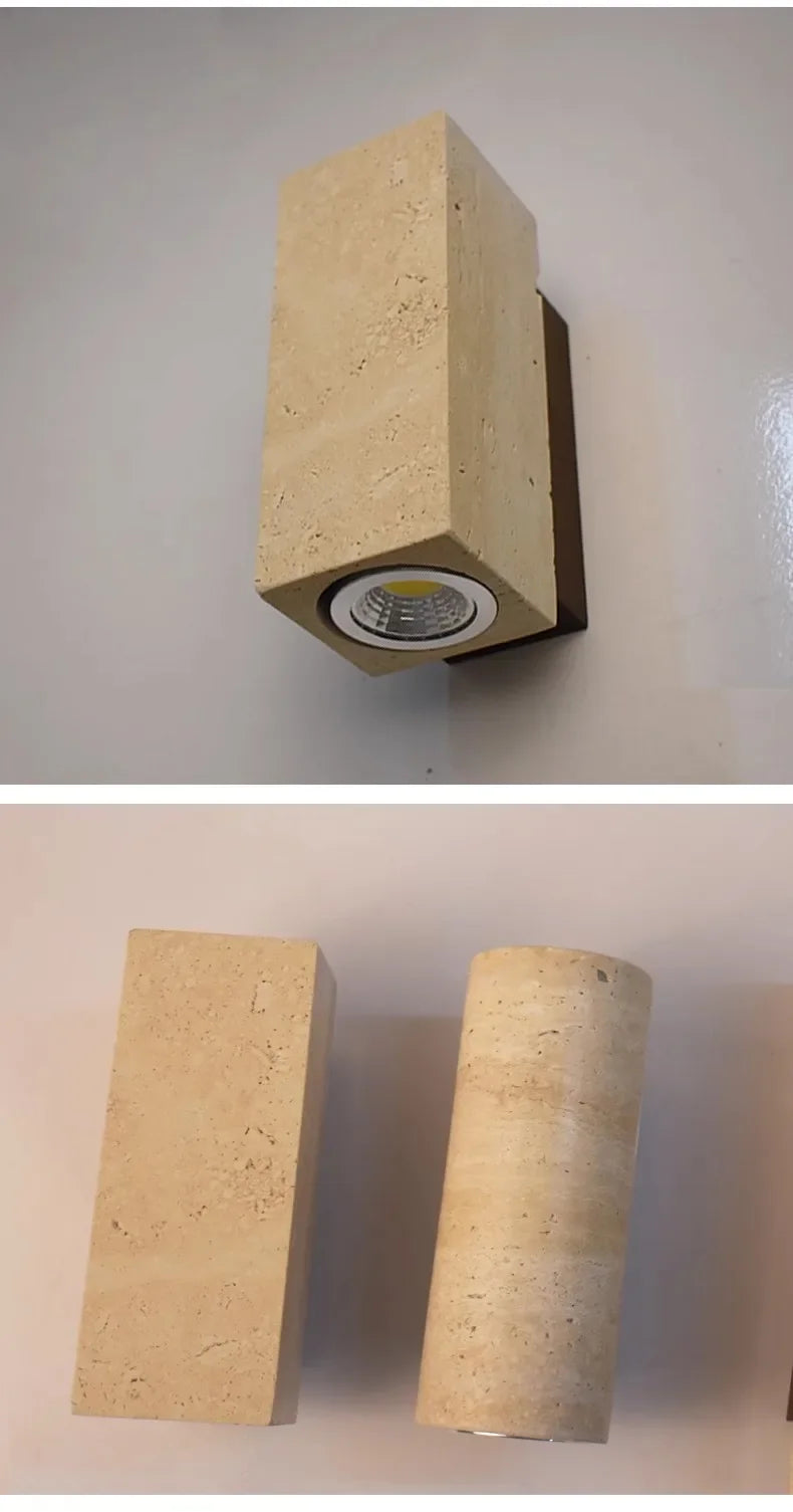 טרוורטין UP &amp; Down Wall Led Lamp- Square