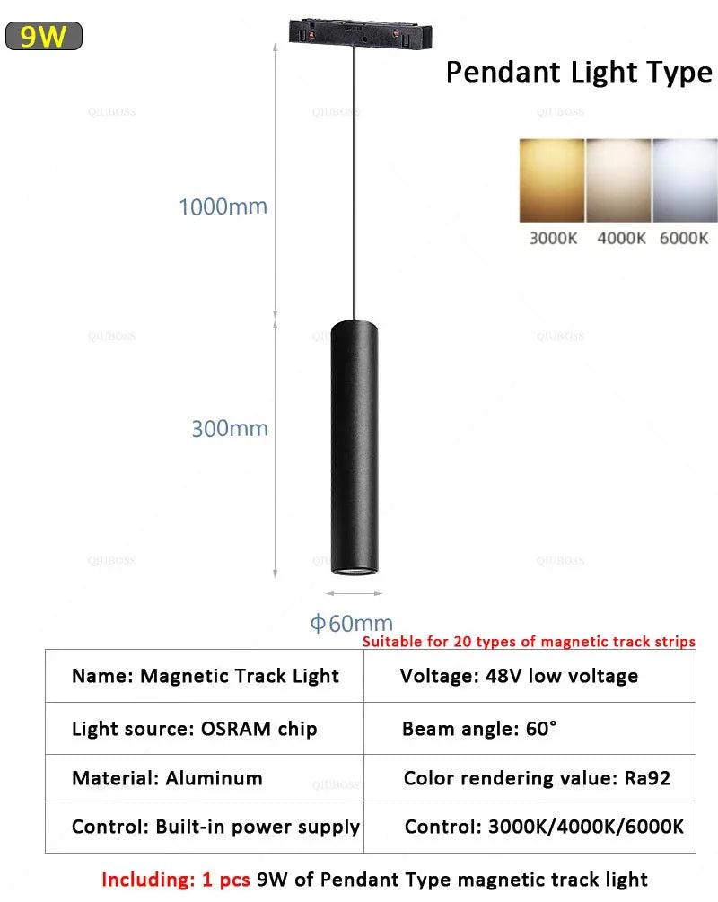 22mm width Magnetic LED Track Lighting- Chandelier Type