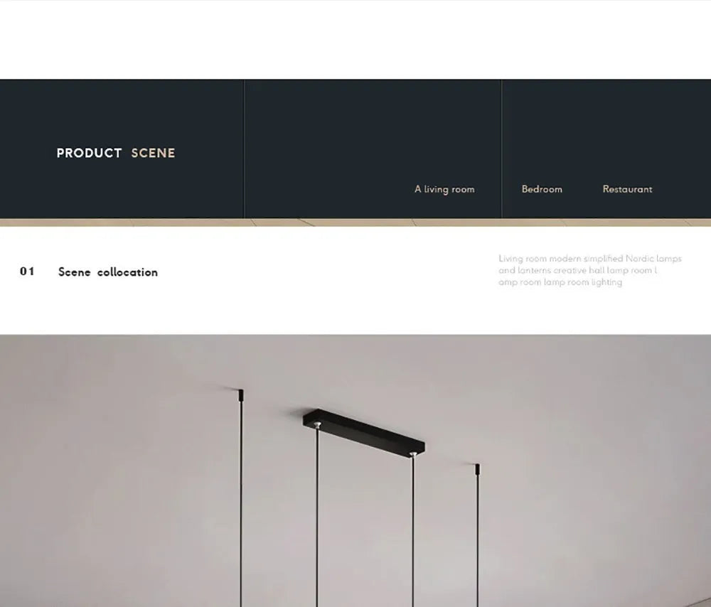 Modern LED Long Line Black Pendant