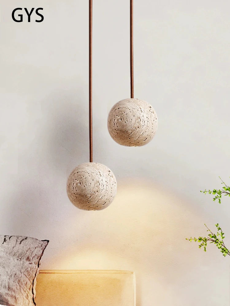 Travertine Natural Stone Led Pendant Lamp Chandelier 