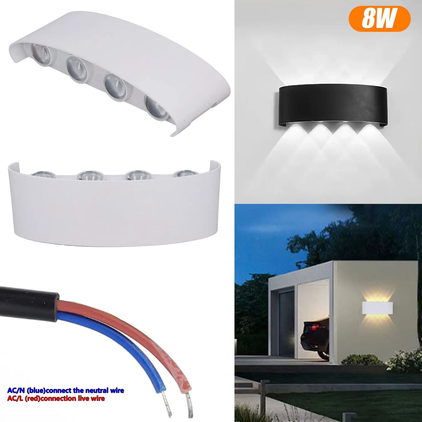 Wall LED Lamp Exterior & Interior Waterproof IP66