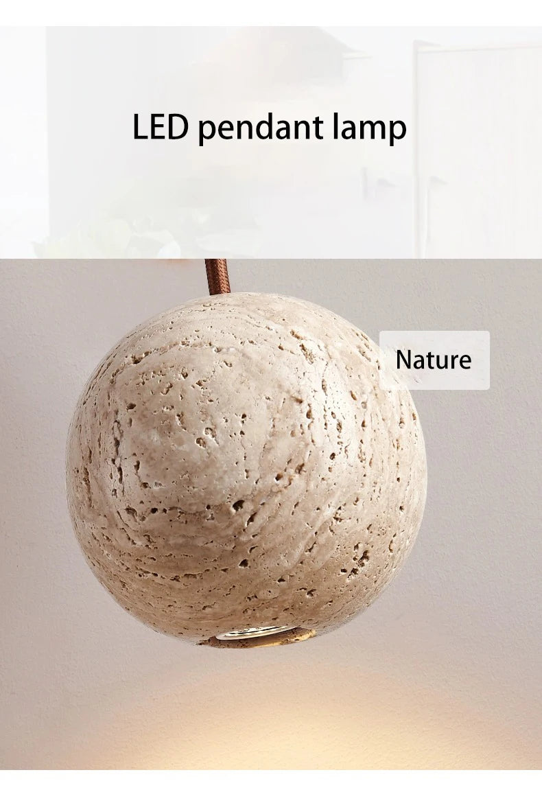 Travertine Natural Stone Led Pendant Lamp Chandelier 