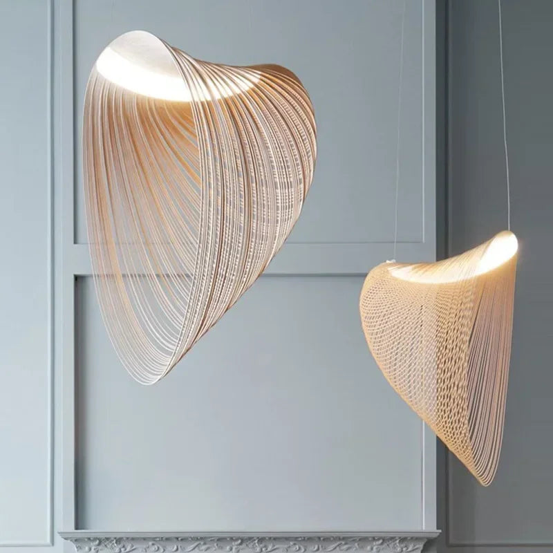 Modern Flowy Wood-Like Led Lamp Chandelier