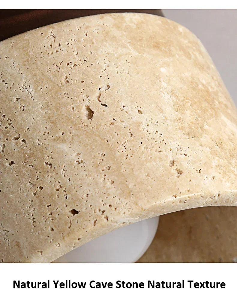 Travertine & Wood Stone Lamp