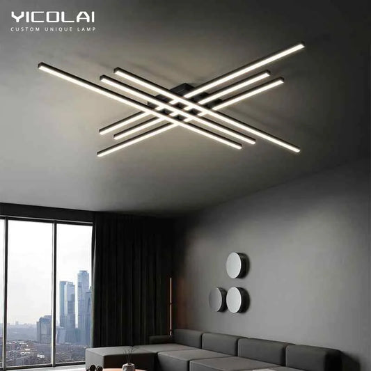 Long Line LED Chandelier- 6 Black Lines