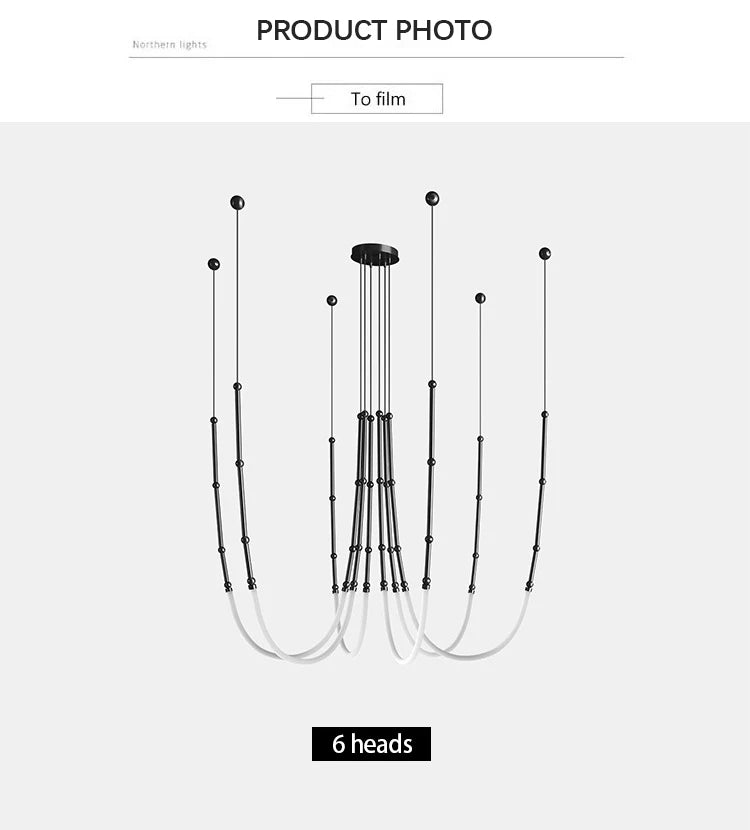 Bamboo like Aluminum Pendant LED Lighting Chandelier   - 6 Lines Gold