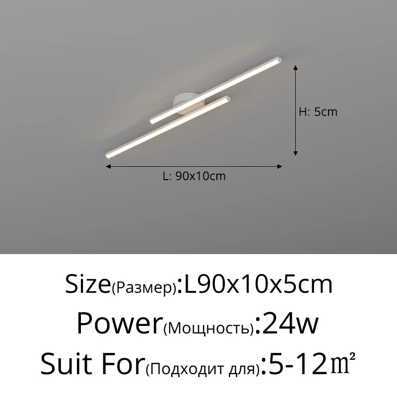 Long Line LED Chandelier- 2 אסימטריות קווים לבנים