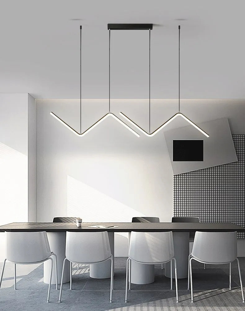 Modern LED Long Line Black Pendant