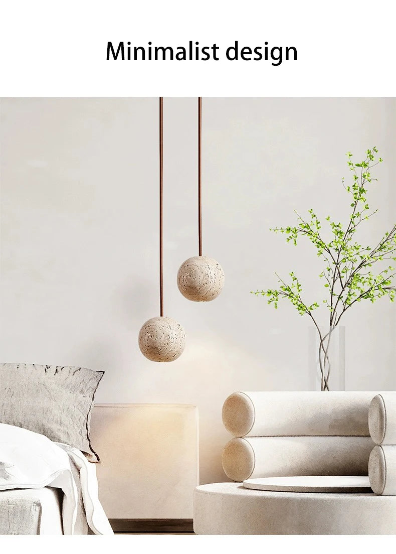 Travertine Natural Stone Led Pendant Lamp Chandelier 