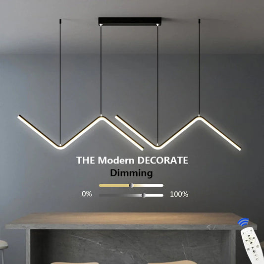 Modern LED Long Line Black Pendant