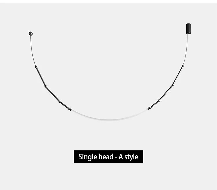 Bamboo like Aluminum Pendant LED Lighting Chandelier- 1 Line Black