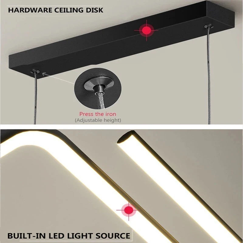 Modern LED Long Line Black Pendant