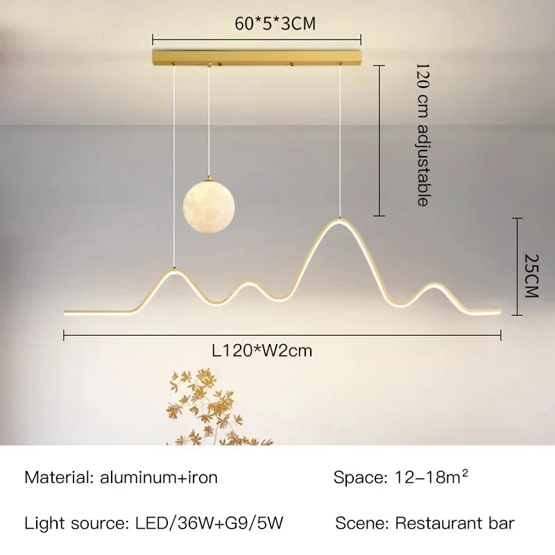 עיצוב מודרני תליון Led Line Chandelier- זהב