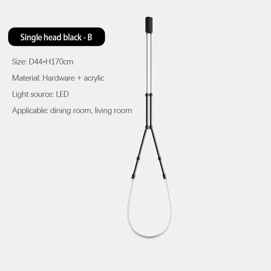 Bamboo like Aluminum Pendant LED Lighting Chandelier - 1 Black Head
